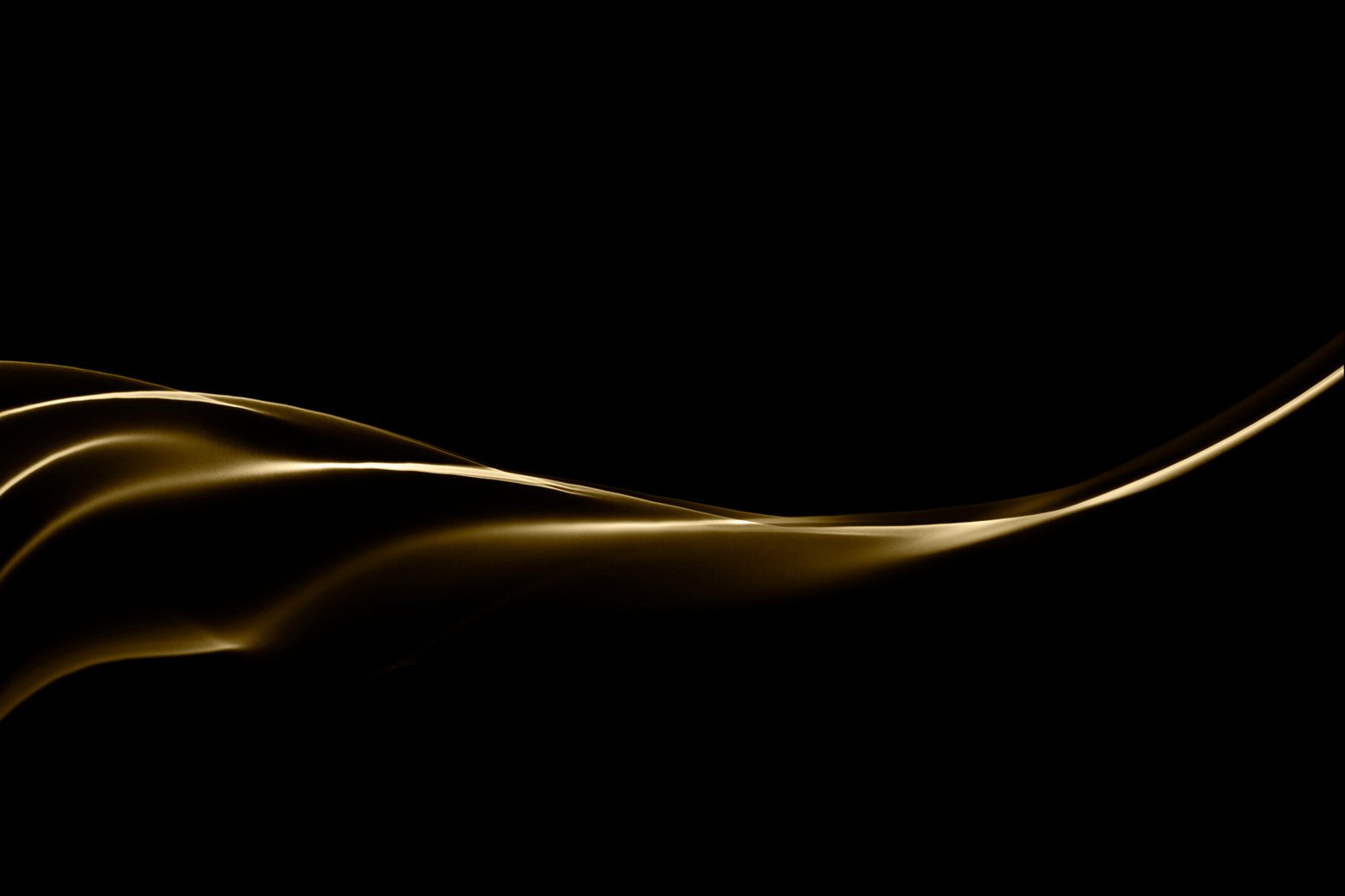 Gold wave of smoke on black background